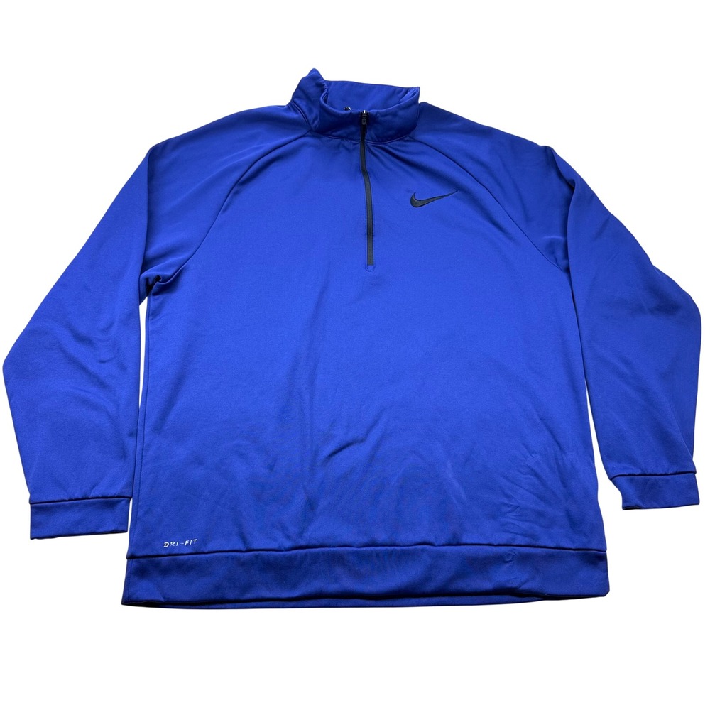 Nike Dri-FIT Mens Quarter Zip Pullover Royal Blue Athletic Training Top XLarge